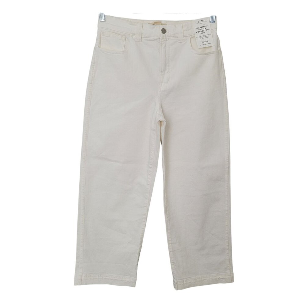 Madewell The Perfect Vintage Wide-Leg Crop Jean Size 28 Tile White High Rise NWT